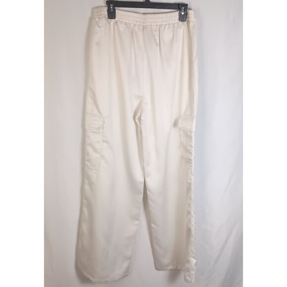 Emerson Lang Satin Wide Leg Cargo Pants XL Champagne 100% Polyester NWT - Picture 5 of 6